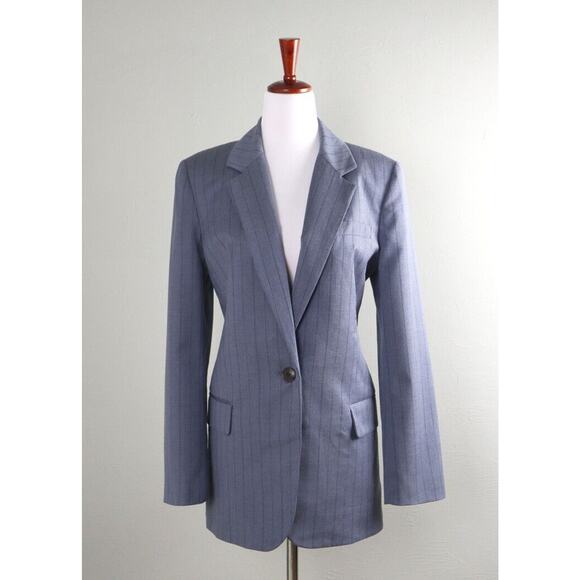 MADEWELL J.Crew $178 Blue Pin Striped Structured Blazer Jacket Top Size 4 - Picture 1 of 6
